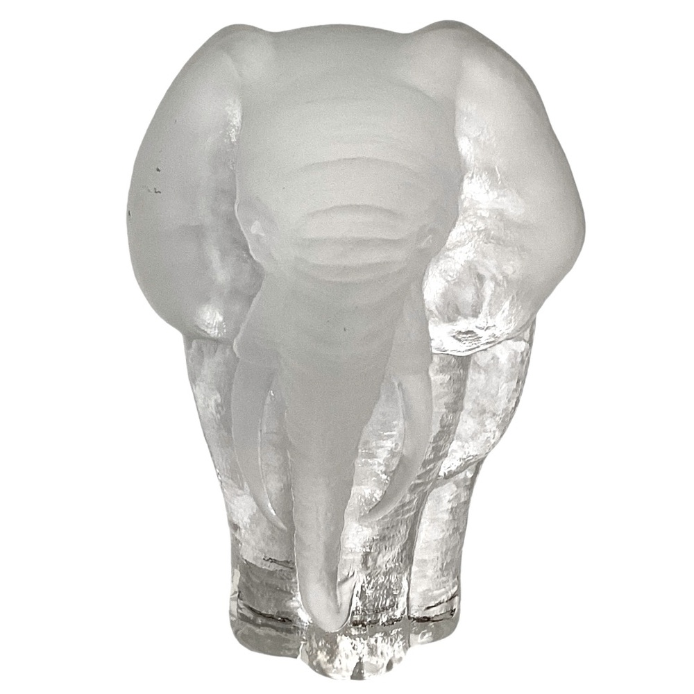 Mat Jonasson 3D Elephant Crystal Paperweight Artist Signed Numbered With Sticker